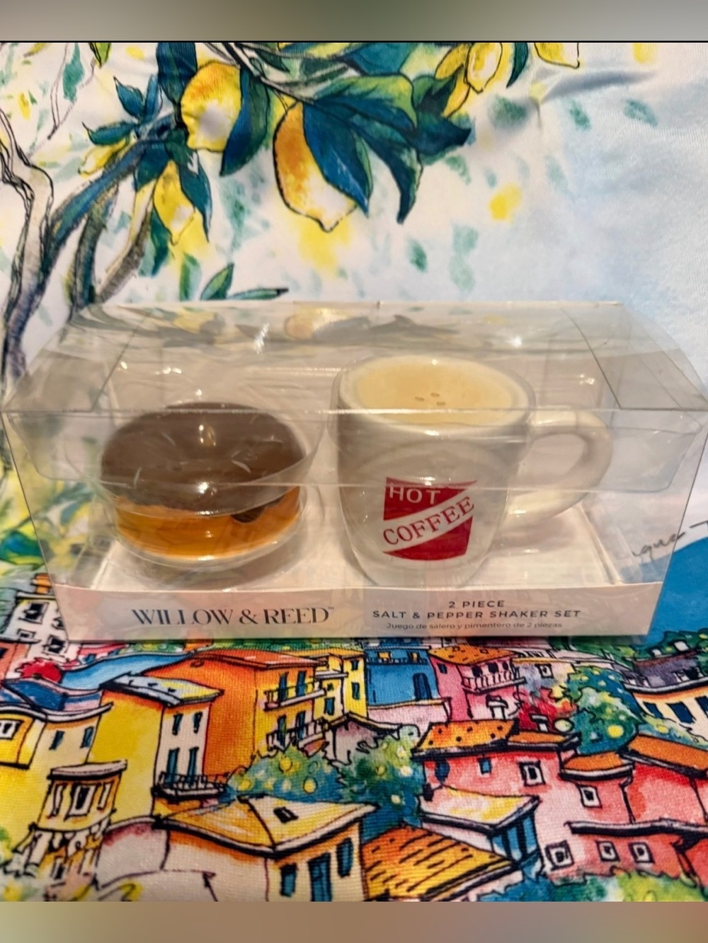 Willow & Reed Hot Coffee & Donut Salt & Pepper Shaker Set NEW